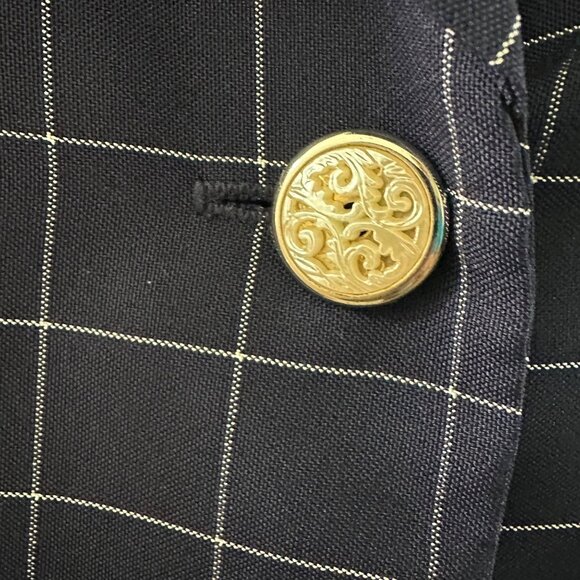 Vintage W.P. Gordon Navy Blue Windowpane Plaid Short Sleeve Blazer Jacket Size 1 - Picture 5 of 6